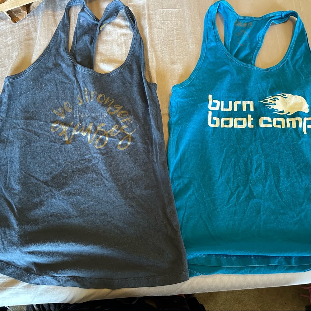 Burn Boot Camp tank tops, size large, previously owned.